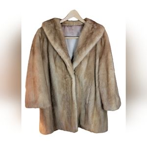 Vintage 50s Women’s FLA Real Fur Mink Swing Hip Coat New Lining - 3/4 Sleeves